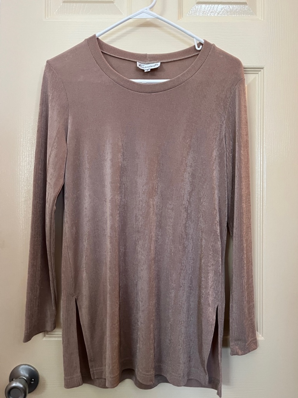 Francine B - Long-Sleeve Tunic Top in Blush Taupe
